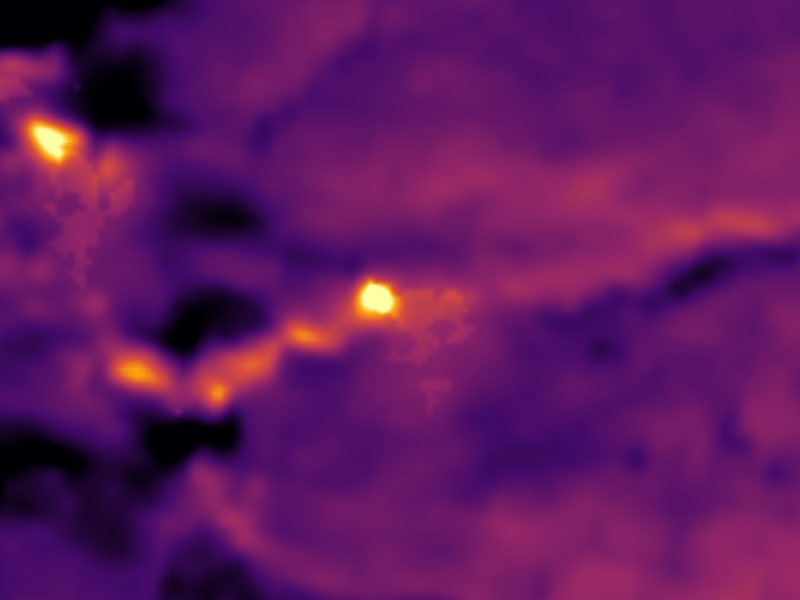Landsat thermal view of the same ground around Black Warrior Group, Shelf Spring