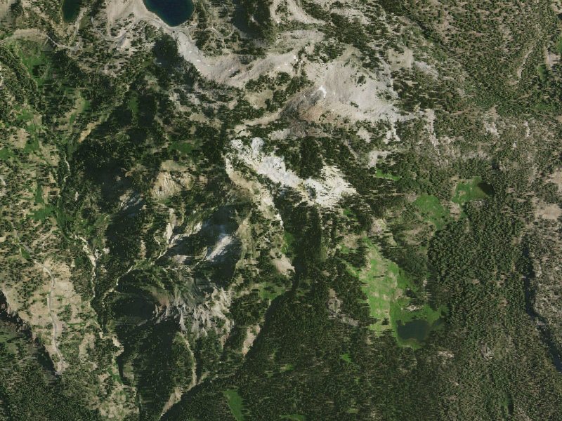 Aerial view of the ground around Bumpass Hell
