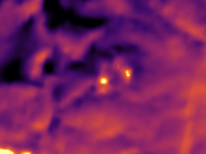 Landsat thermal view of the same ground around Coffee Pot Hot Springs