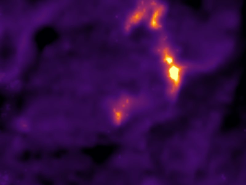 Landsat thermal view of the same ground around Gas Vents Southeast Of Mary Lake