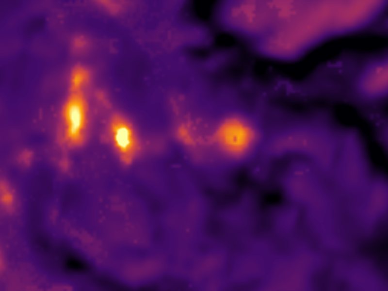 Landsat thermal view of the same ground around Hot Spring Basin Group