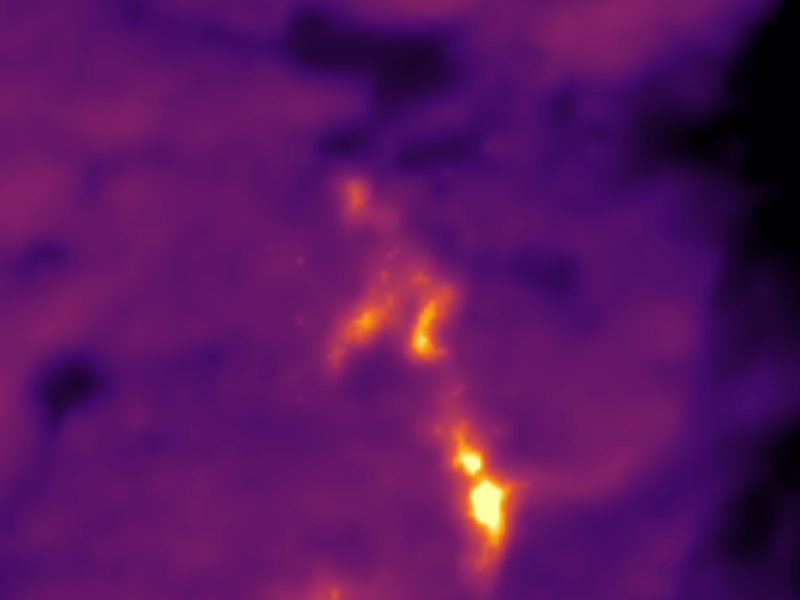 Landsat thermal view of the same ground around Hot Springs East Of Mary Lake
