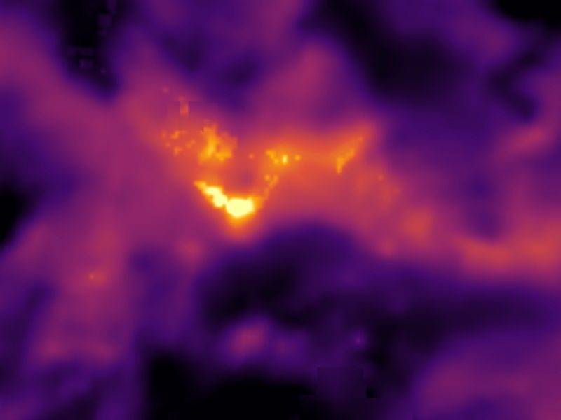 Landsat thermal view of the same ground around Hot Springs Near Geyser Bight