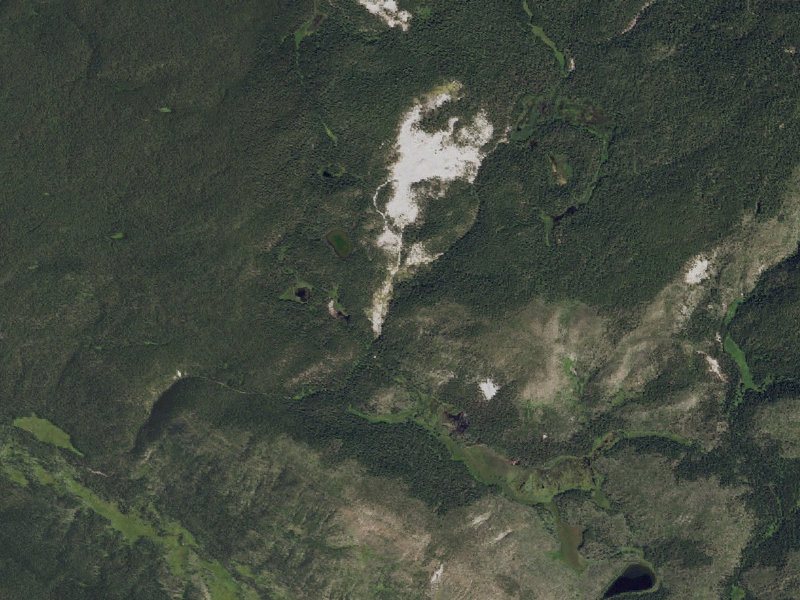 Aerial view of the ground around Hot Springs On Bog Creek
