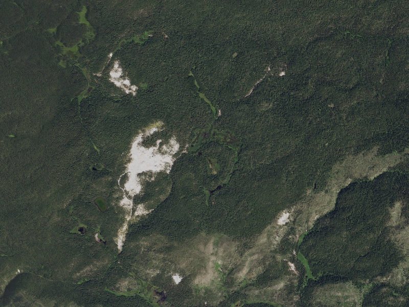 Aerial view of the ground around Hot Springs On Bog Creek