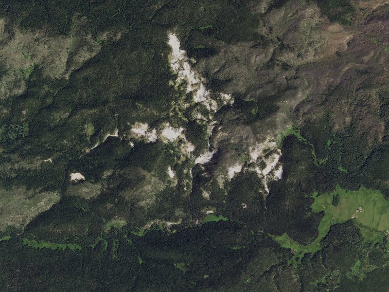 Aerial view of the ground around Hot Springs On Upper Sour Creek