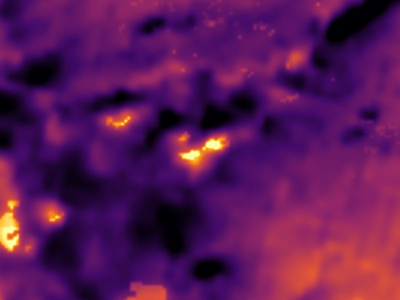 Landsat thermal view of the same ground around Quagmire Group