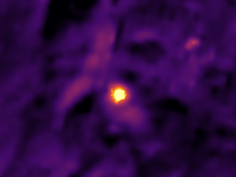 Landsat thermal view of the same ground around Steam Vents At Roaring Mountain