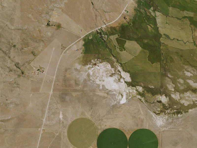 Aerial view of the ground around Sulphur Hot Springs