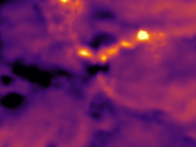 Landsat thermal view of the same ground around White Dome Geyser, Surprise Pool