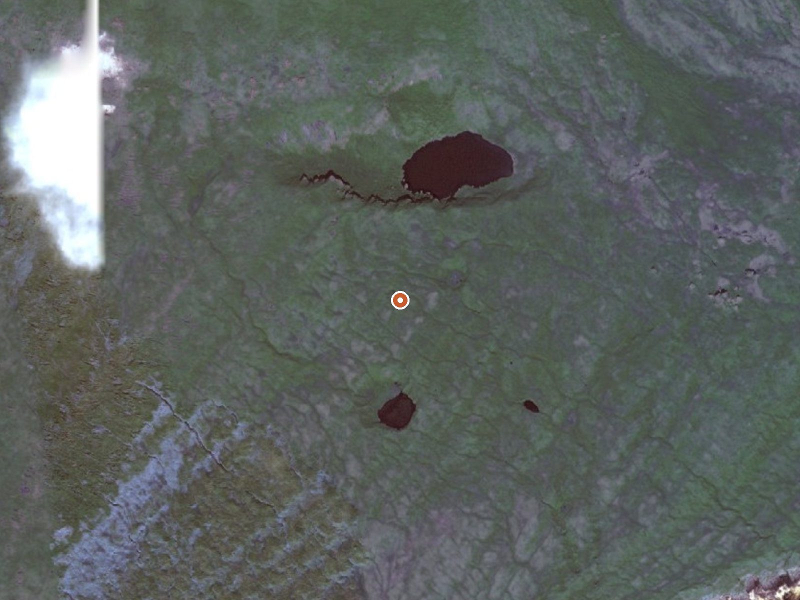 Aerial view of the ground around Hot Spring On Kagamil Island