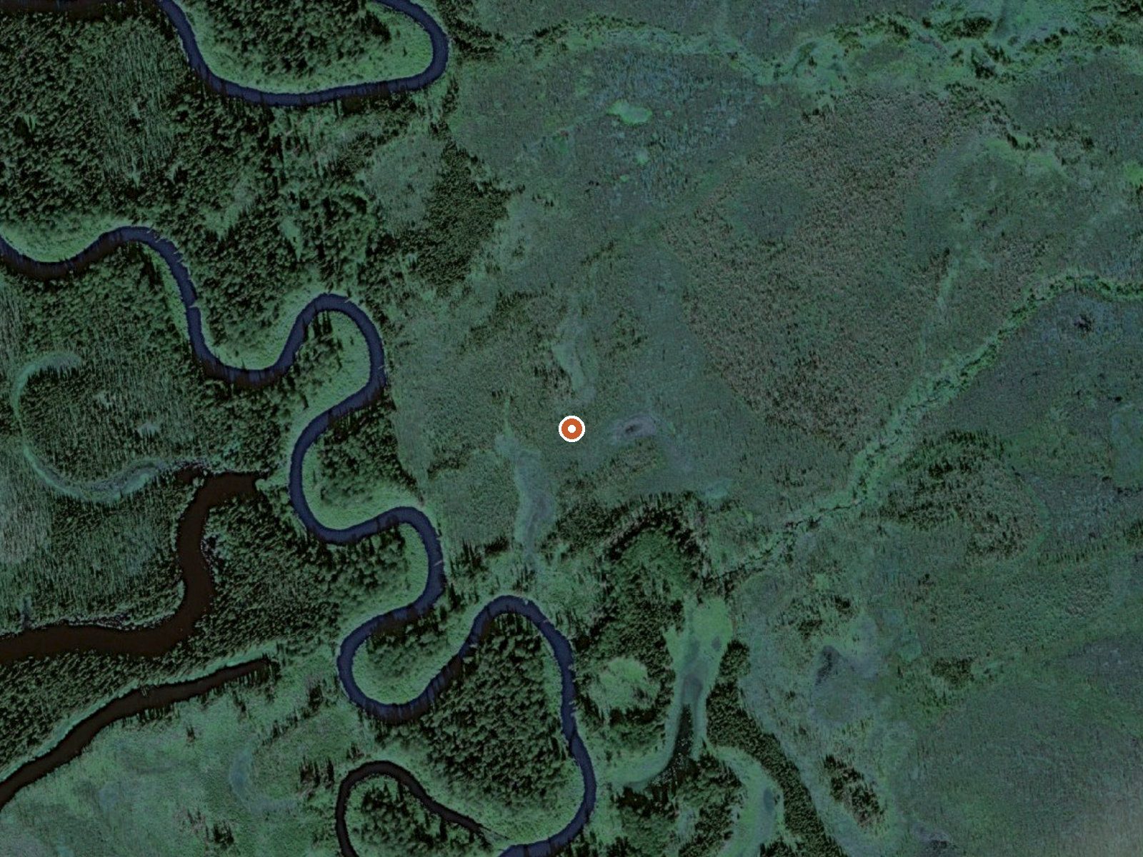 Aerial view of the ground around Hot Spring On Tributary Of Innoko R
