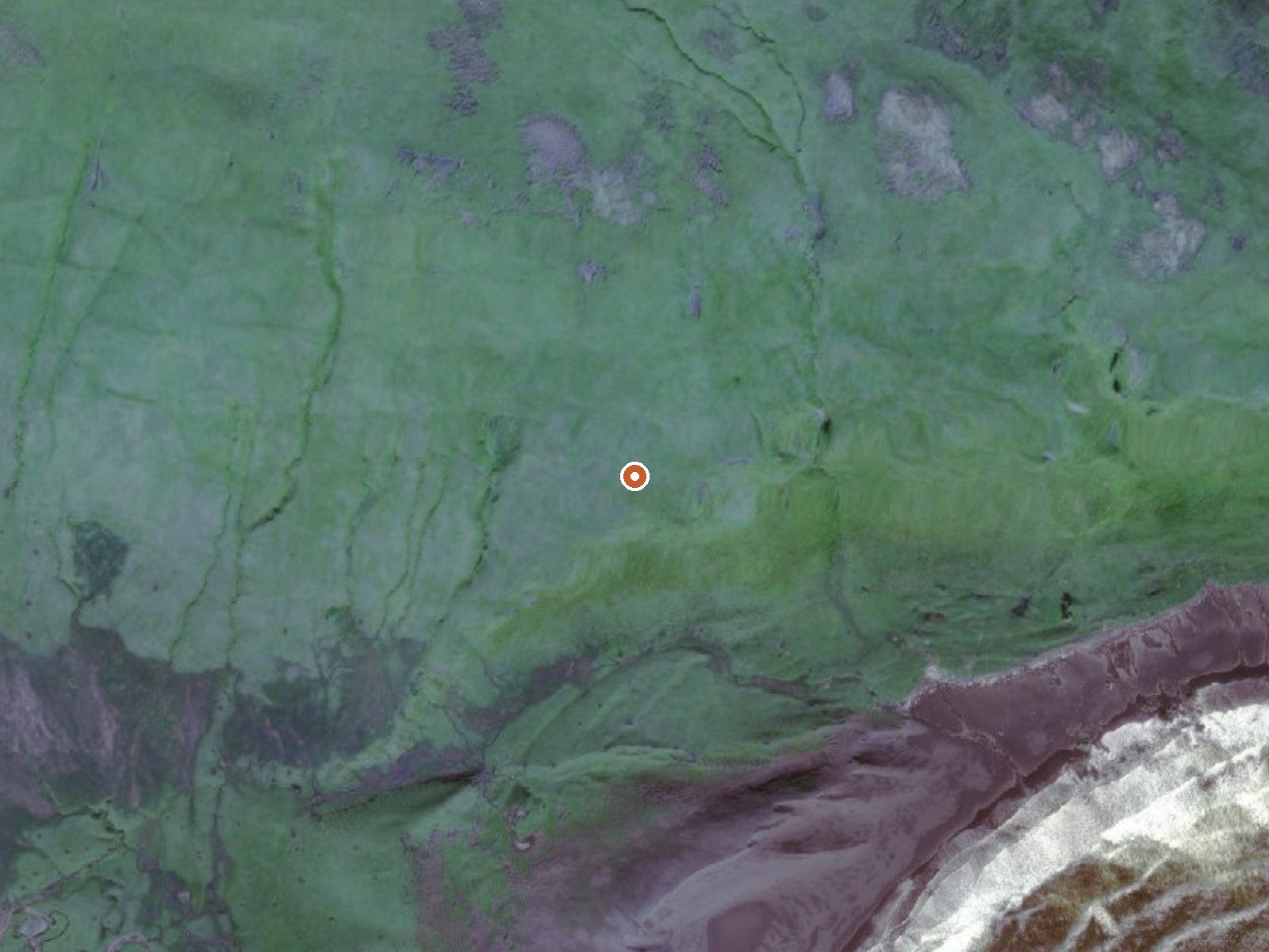 Aerial view of the ground around Hot Spring On Umnak Island