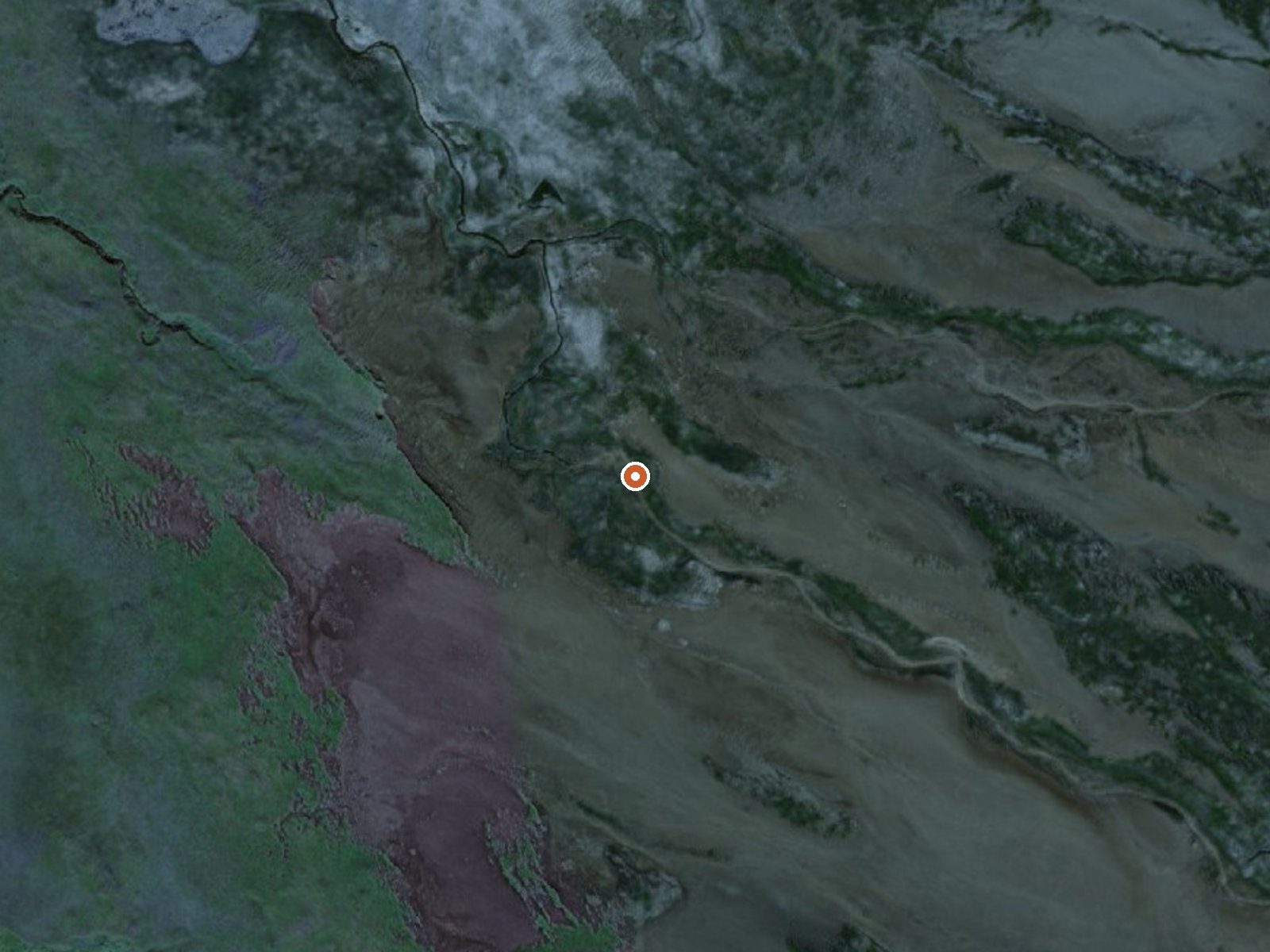 Aerial view of the ground around Hot Spring On Unimak Island
