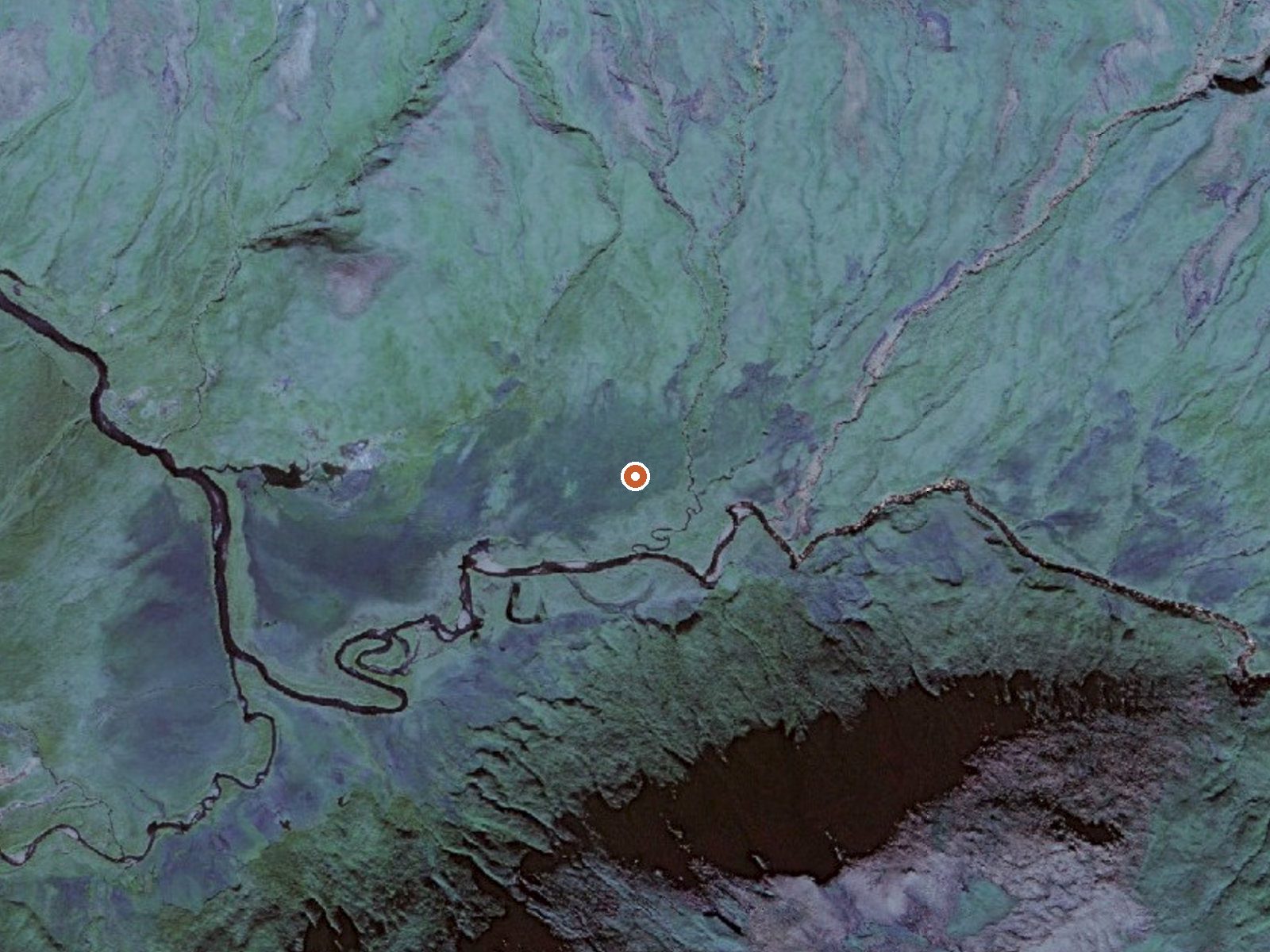 Aerial view of the ground around Hot Springs Near Geyser Bight