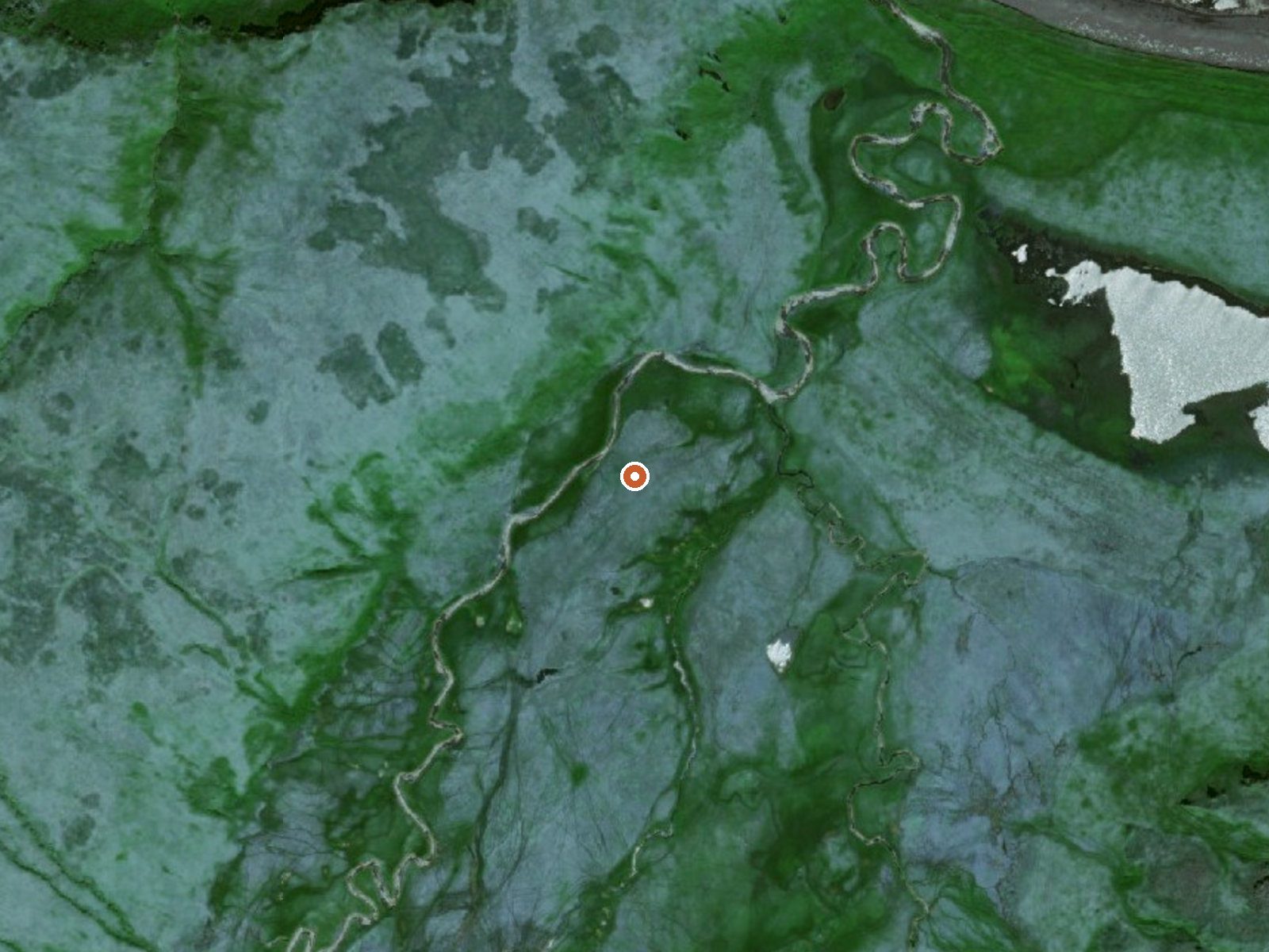 Aerial view of the ground around Hot Springs Near Hot Springs Bay