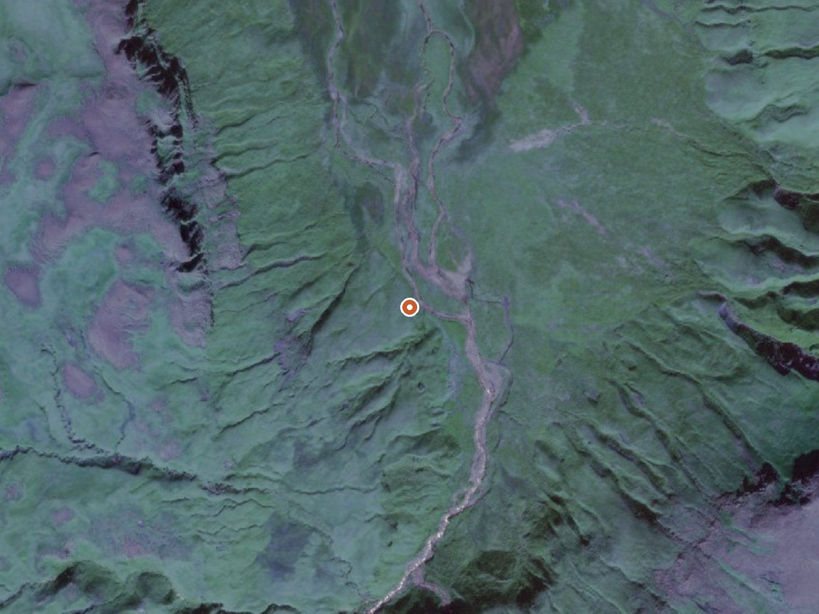 Aerial view of the ground around Hot Springs Near Hot Springs Cove