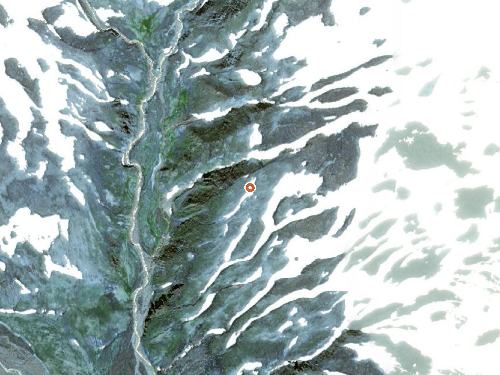 Aerial view of the ground around Hot Springs Near Makushin Volcano