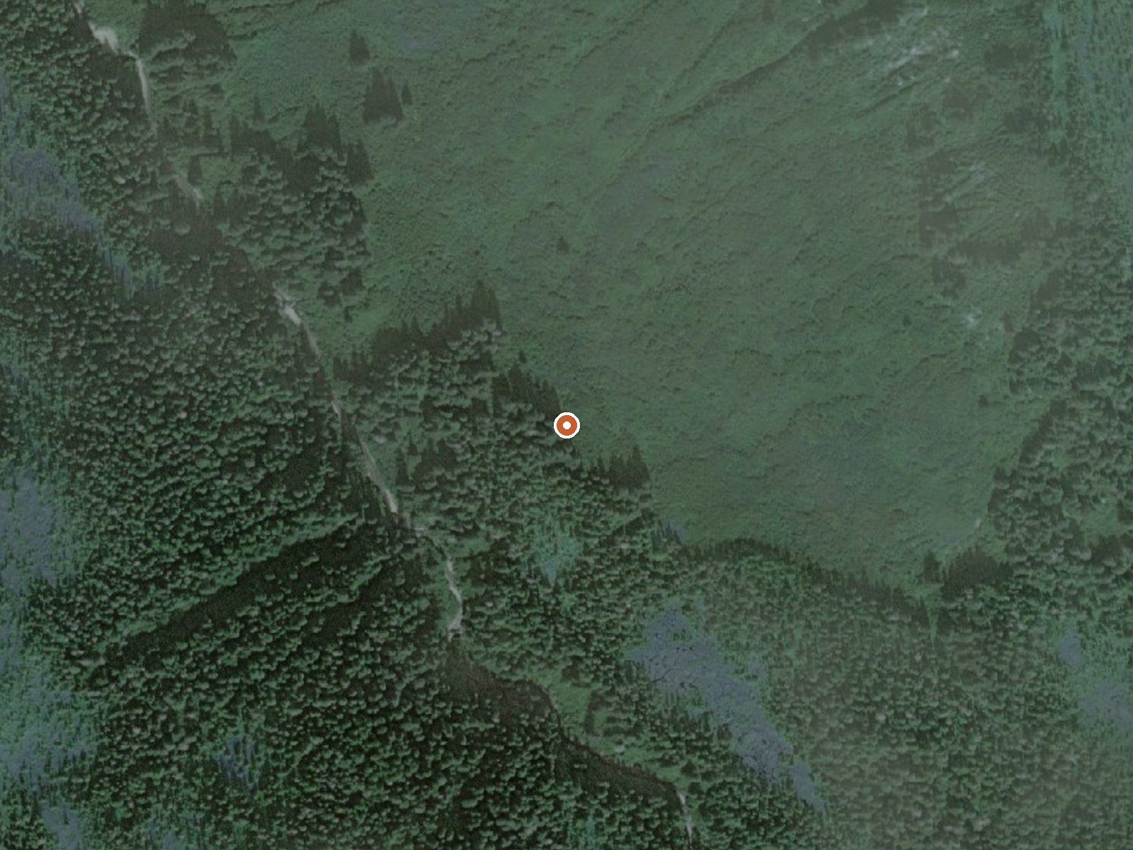 Aerial view of the ground around Hot Springs North End Tenakee Inlet