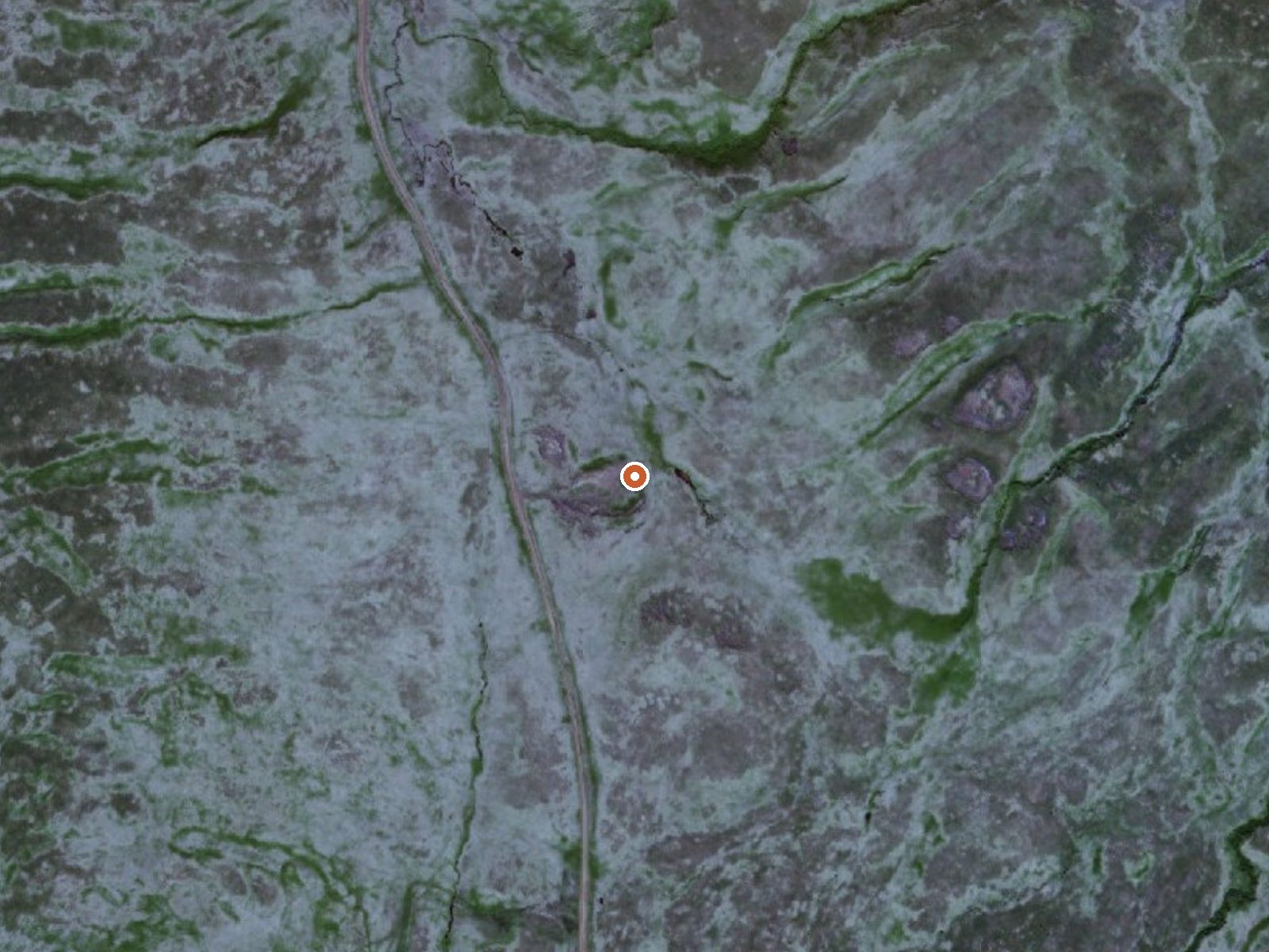Aerial view of the ground around Hot Springs On Adak Island