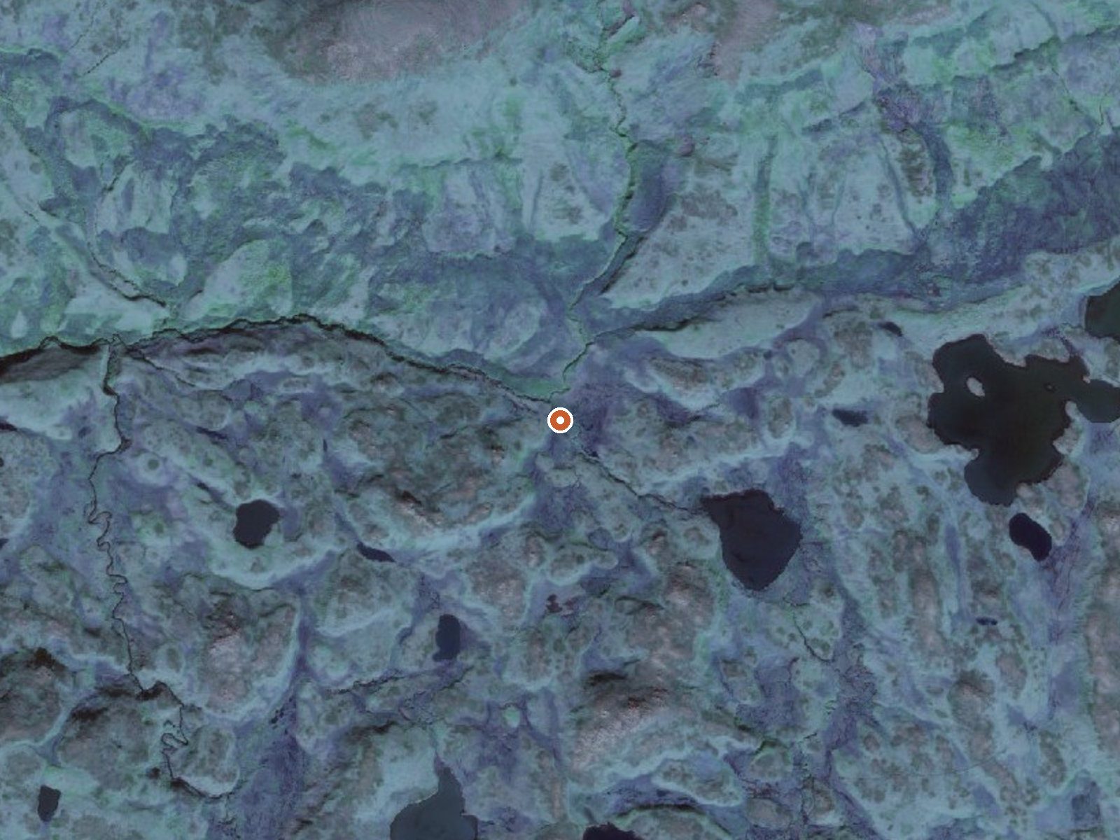 Aerial view of the ground around Hot Springs On Atka Island