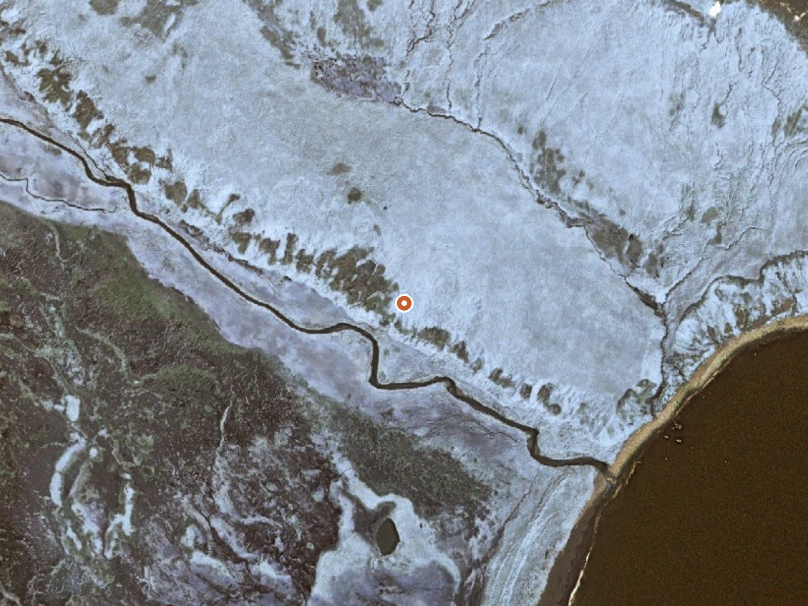 Aerial view of the ground around Hot Springs On Atka Island