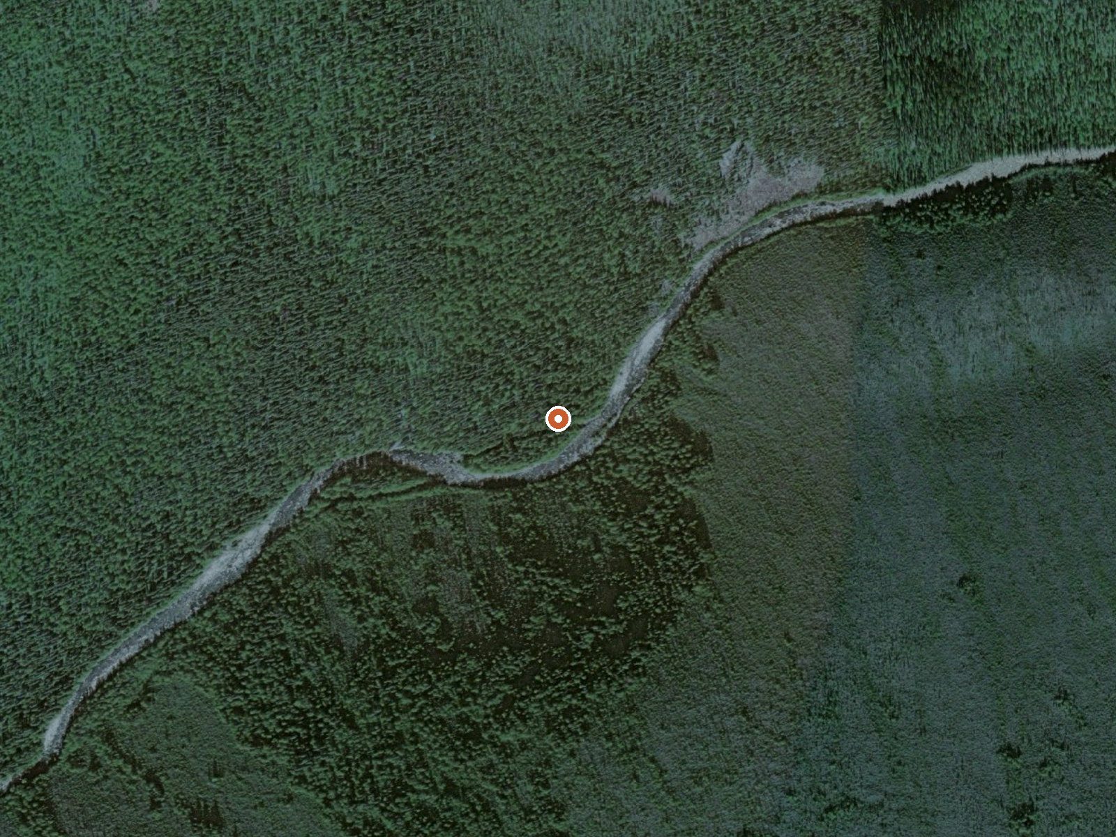 Aerial view of the ground around Hot Springs On Big Windy Creek