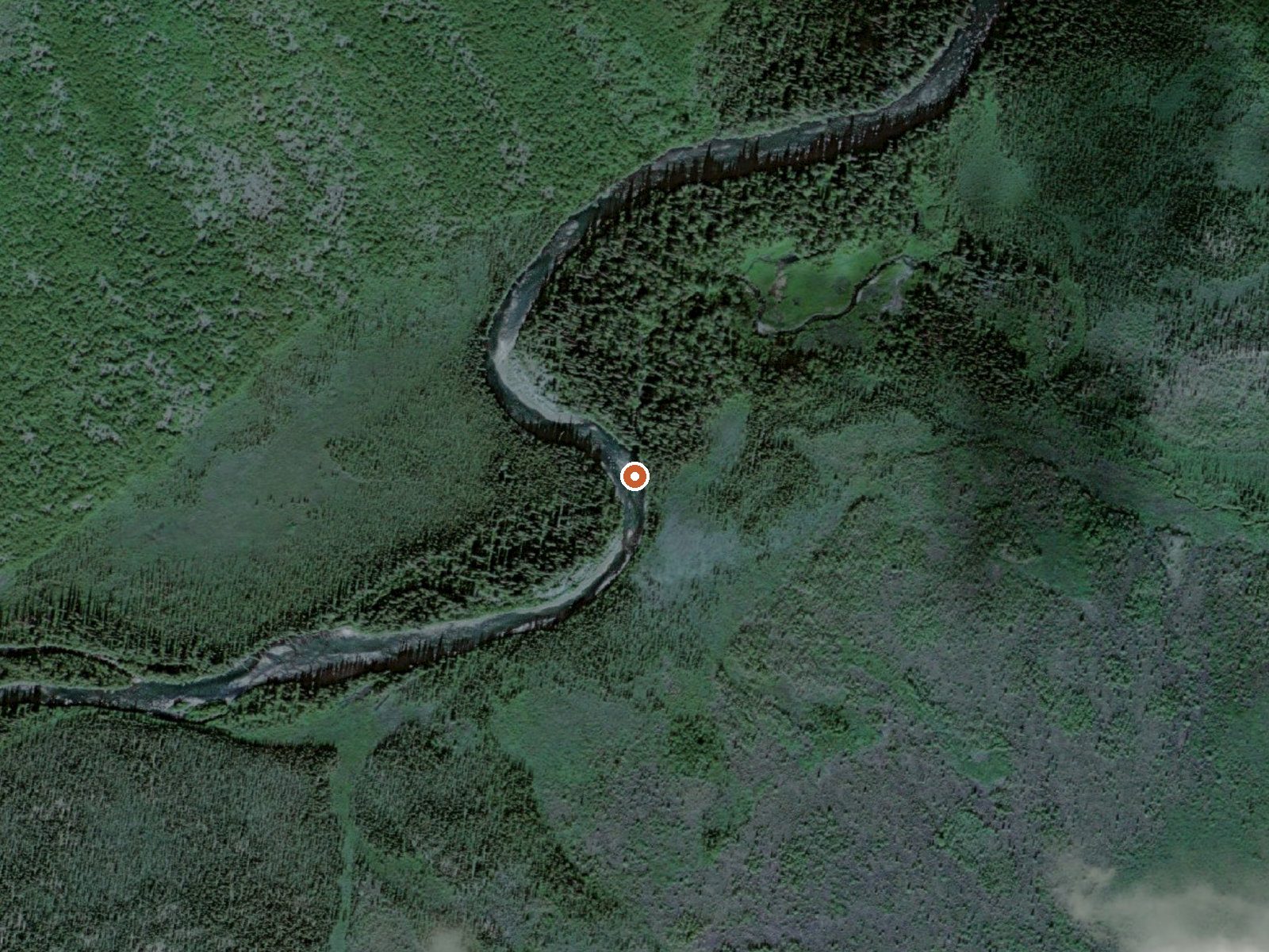Aerial view of the ground around Kanuti Hot Springs