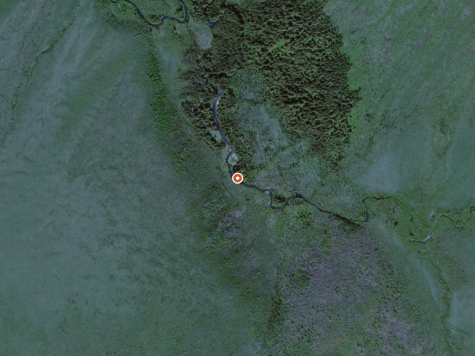 Aerial view of the ground around Little Melozitna Hot Springs
