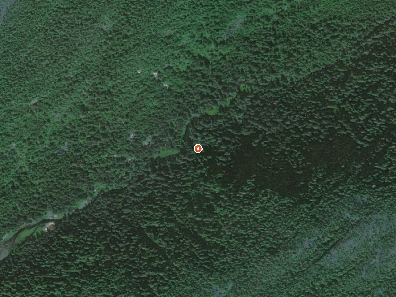 Aerial view of the ground around Bell Island Hot Springs