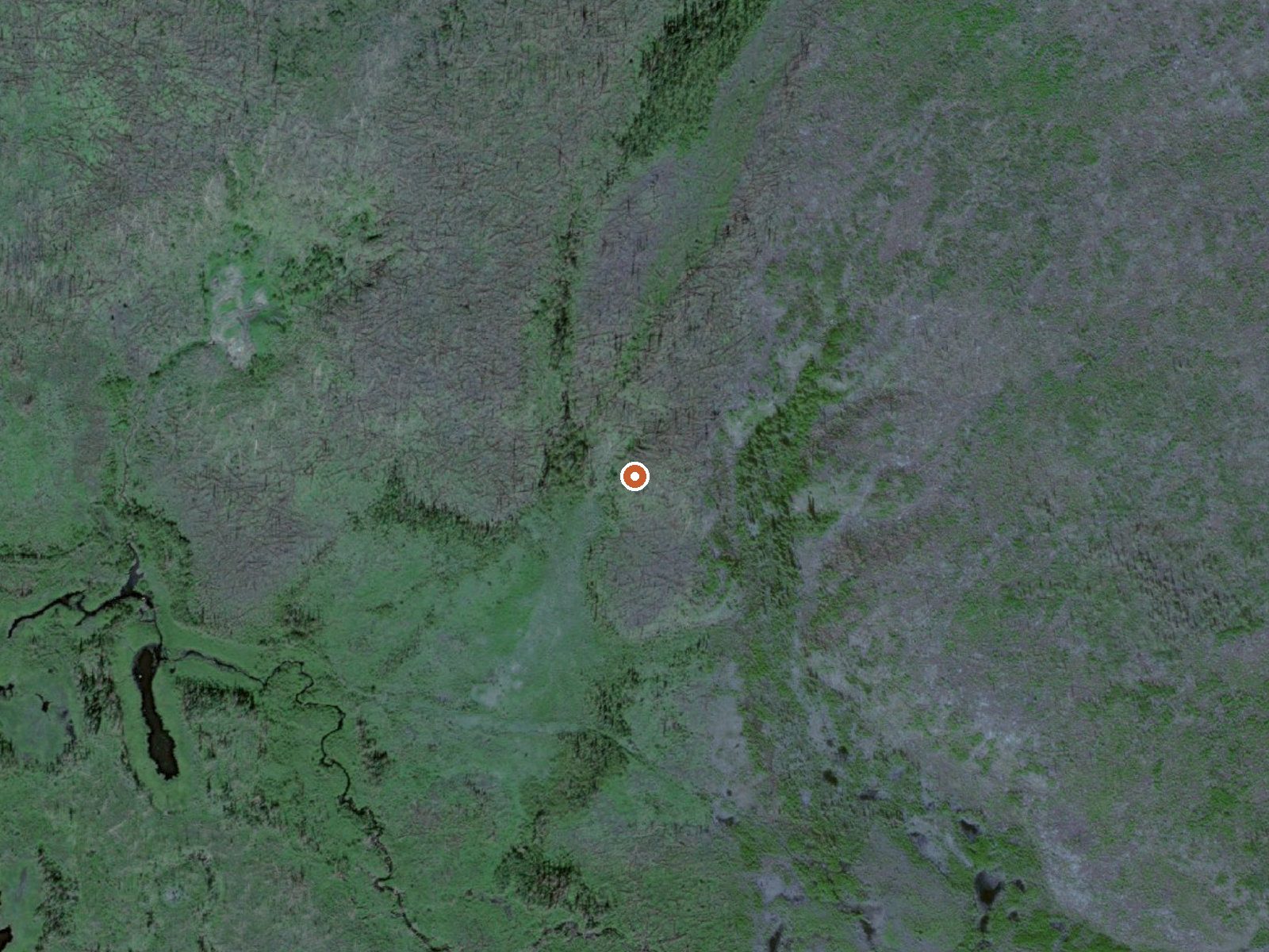 Aerial view of the ground around Dall Hot Springs