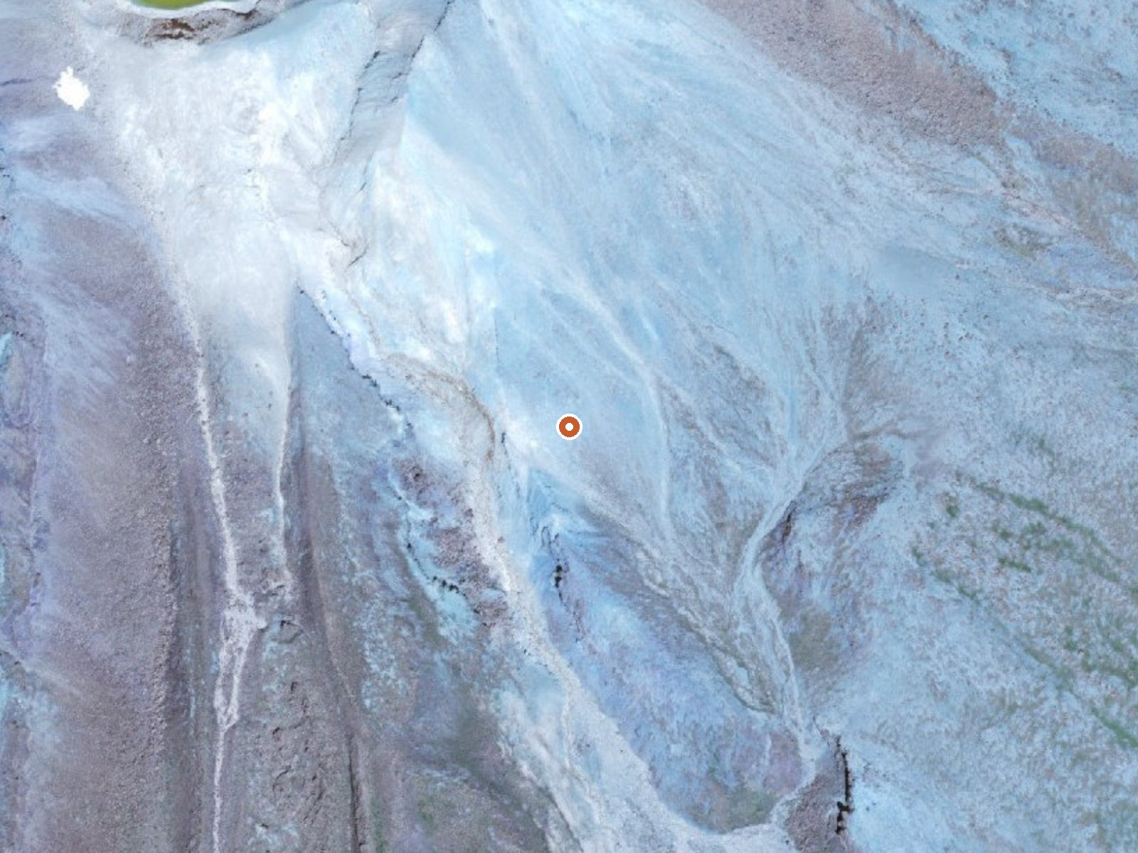 Aerial view of the ground around Fumaroles On Little Sitkin Island