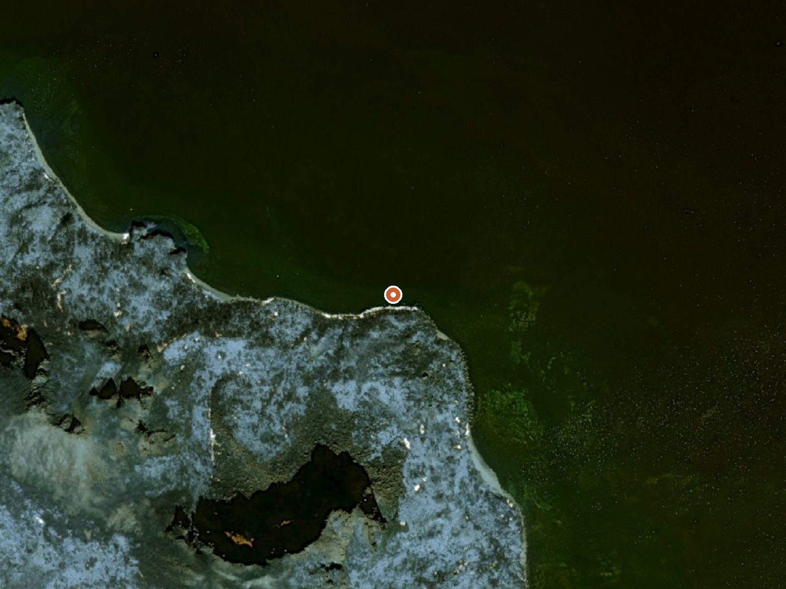 Aerial view of the ground around Gas Rocks Hot Spring