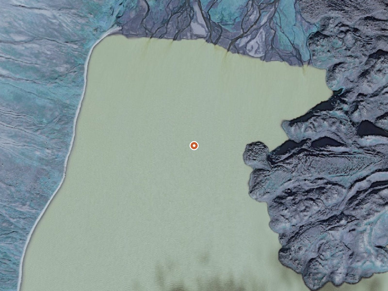 Aerial view of the ground around Hot Spring At West End Emmons Lake