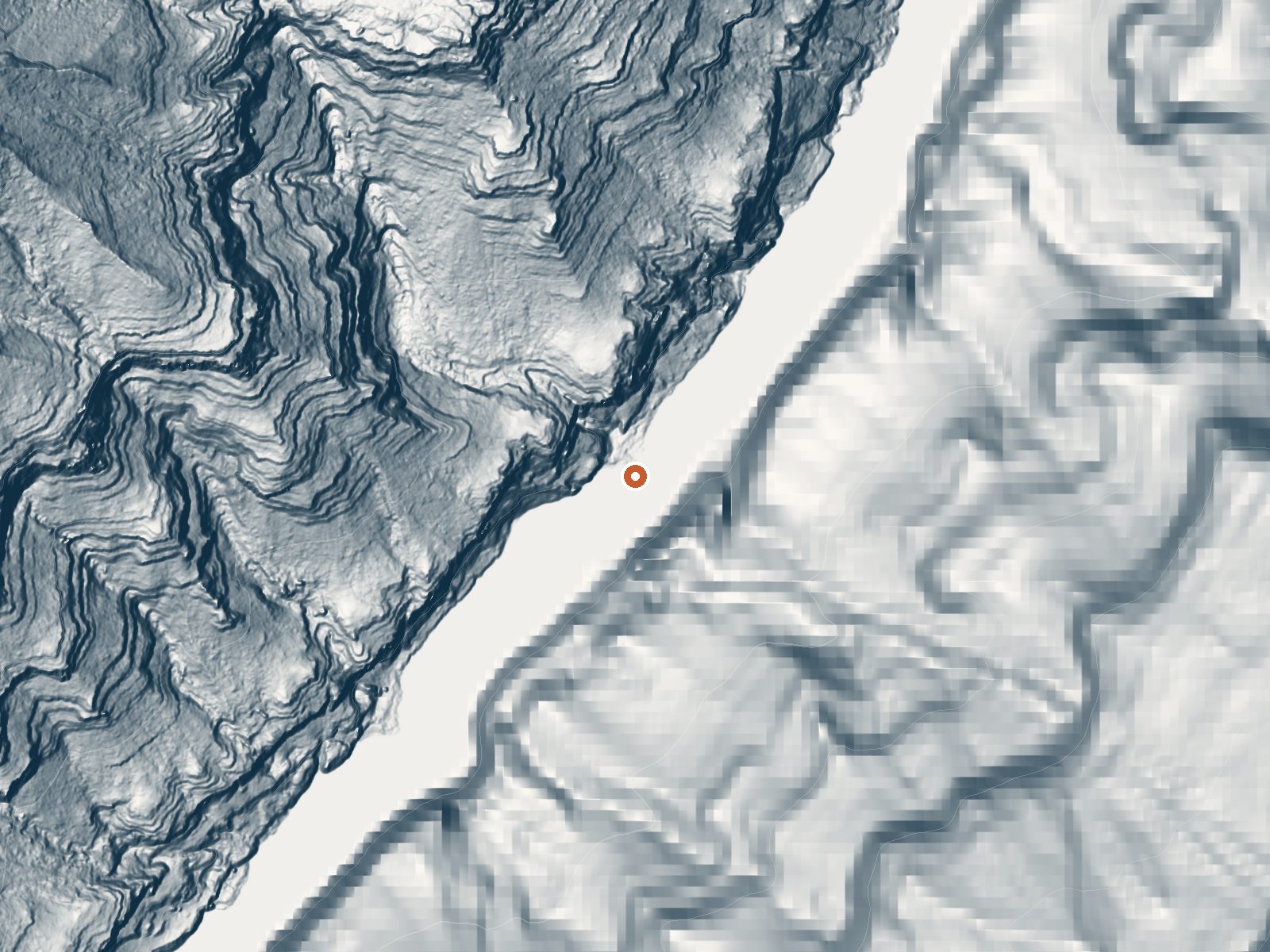 LiDAR bare-earth view of the same ground around Colorado Pool