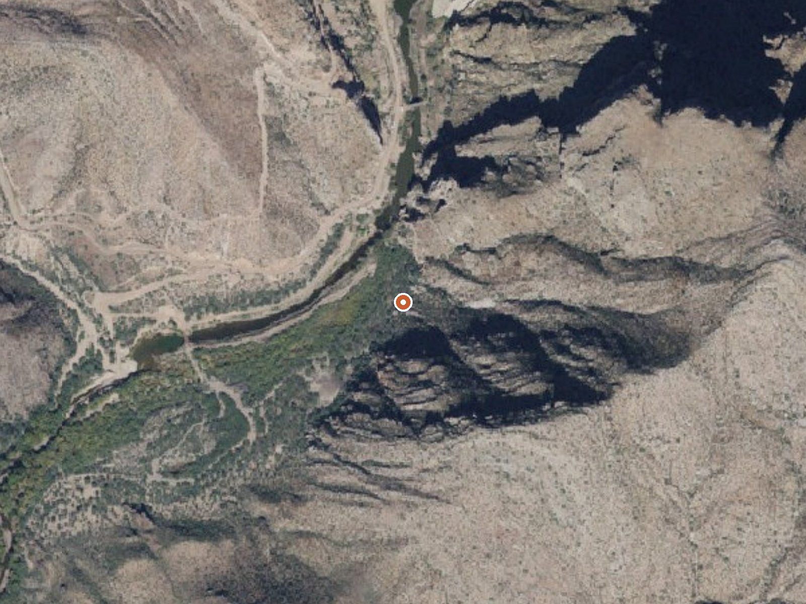 Aerial view of the ground around Coolidge Dam Warm Spring