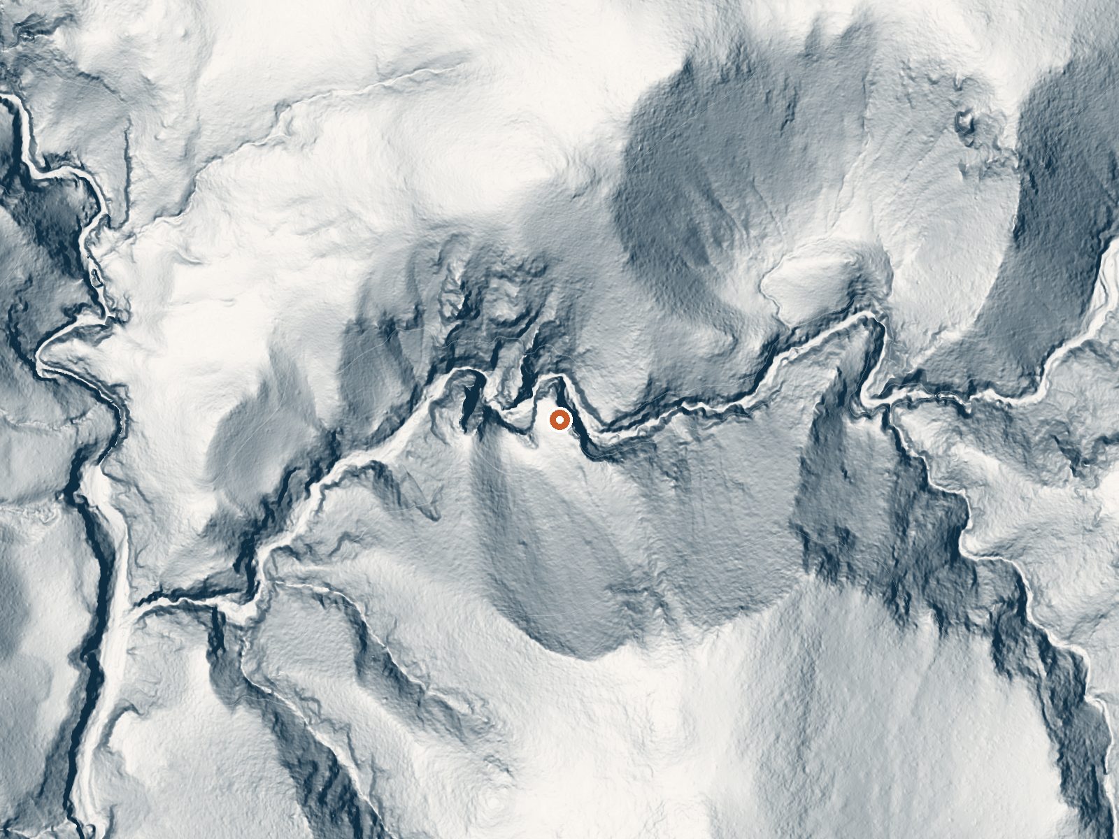 LiDAR bare-earth view of the same ground around Hannah Hot Spring