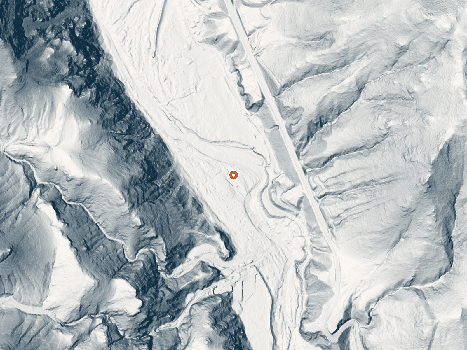 LiDAR bare-earth view of the same ground around Hot Spring