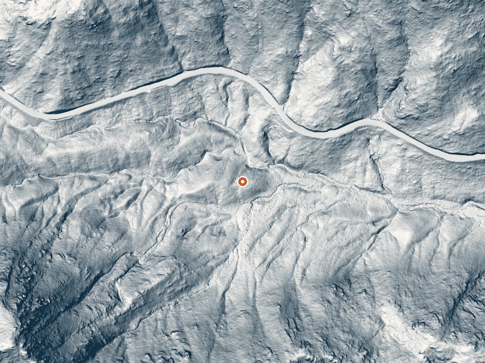 LiDAR bare-earth view of the same ground around Mercer Spring