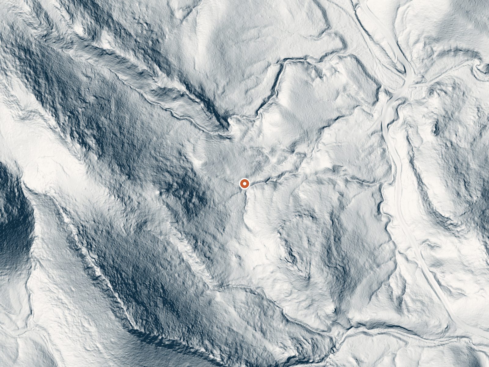 LiDAR bare-earth view of the same ground around Mitchell Spring