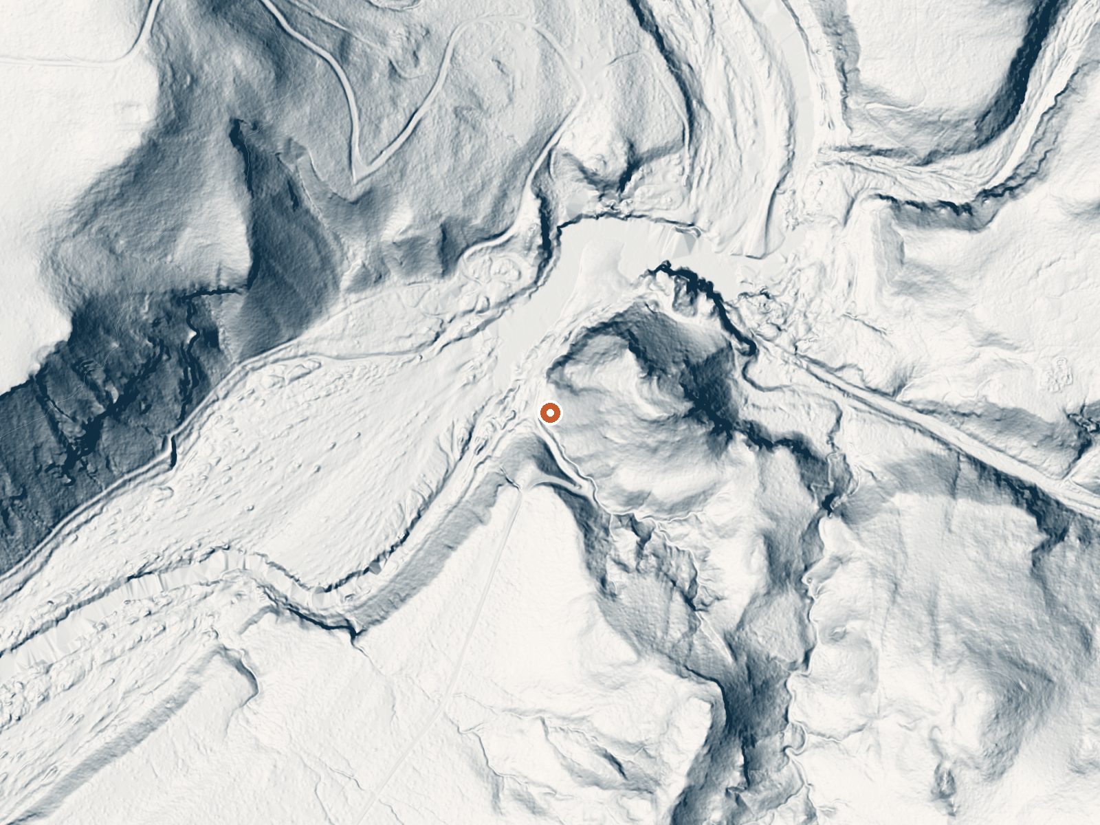 LiDAR bare-earth view of the same ground around Spring (Hot)
