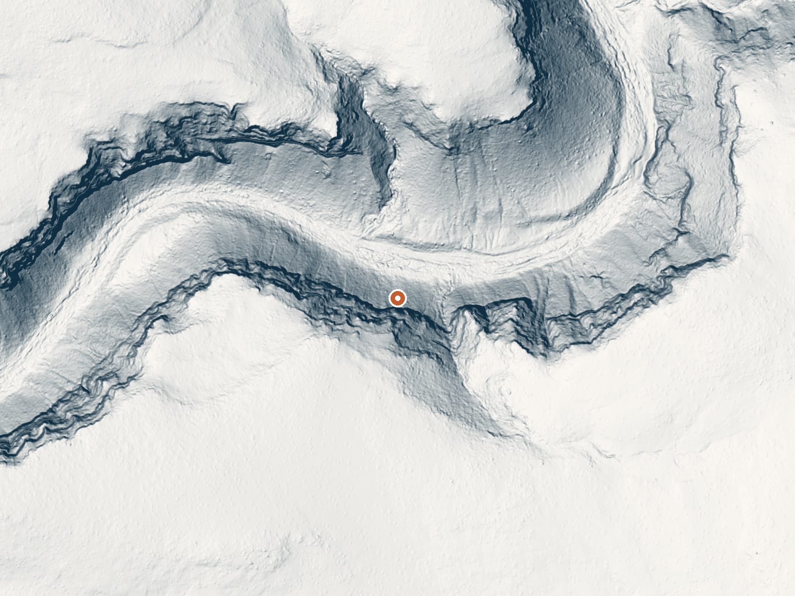 LiDAR bare-earth view of the same ground around Trout Creek Spring