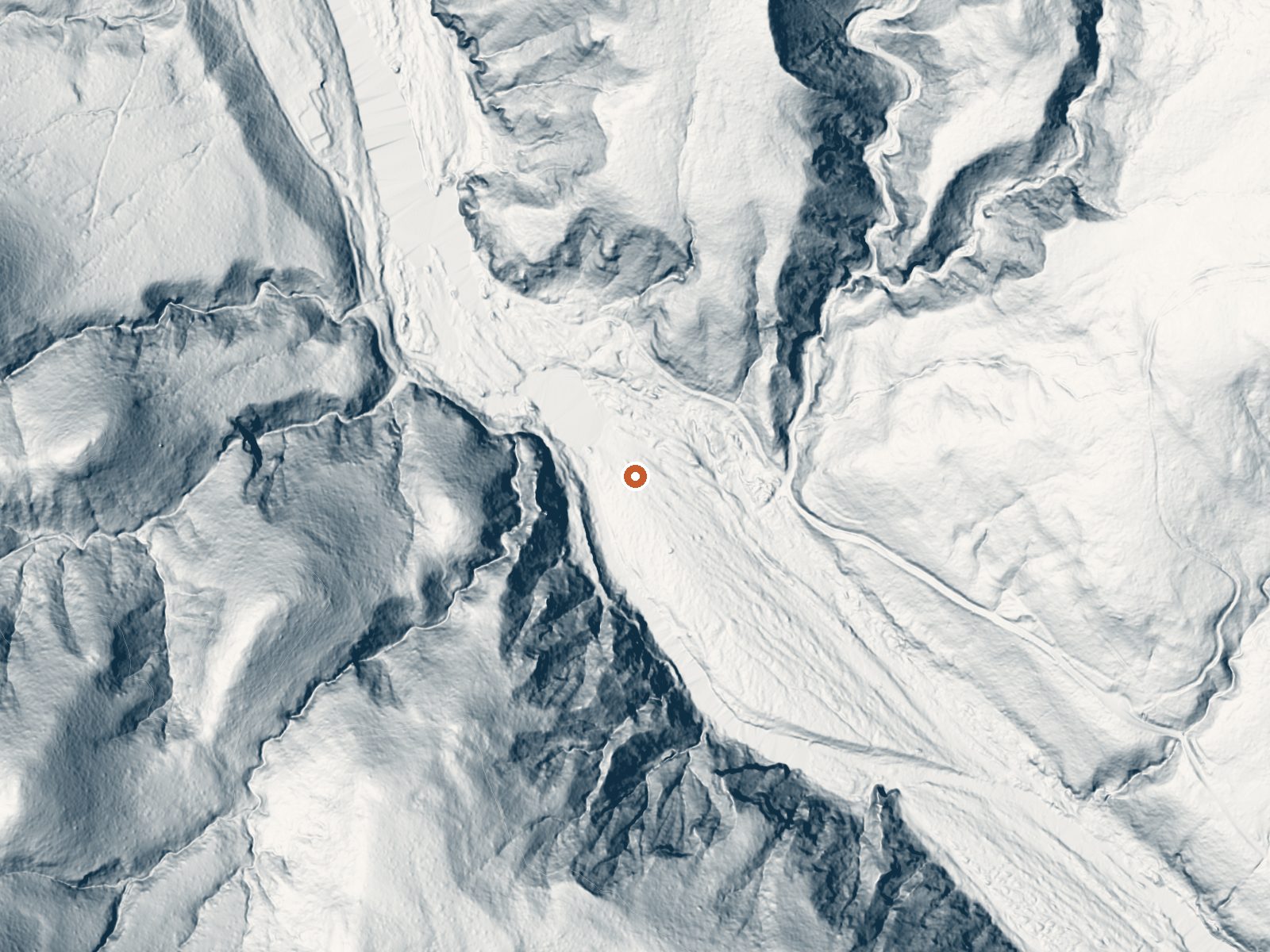 LiDAR bare-earth view of the same ground around Verde Hot Springs