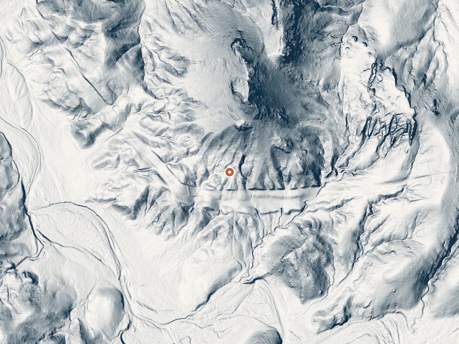 LiDAR bare-earth view of the same ground around Warm Springs