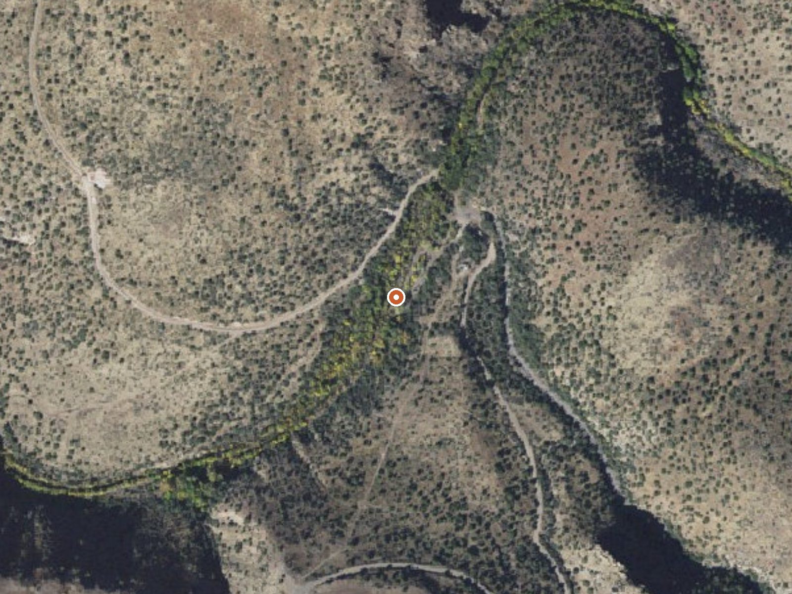 Aerial view of the ground around Warm Springs