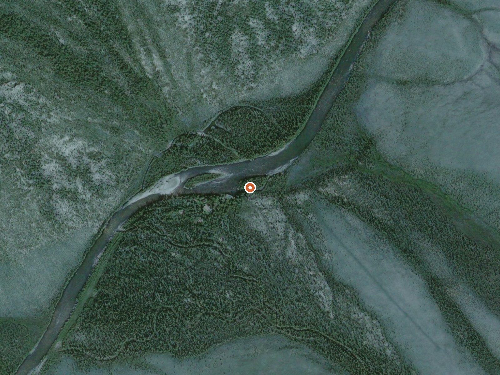 Aerial view of the ground around Melozi (Melozitna) Springs