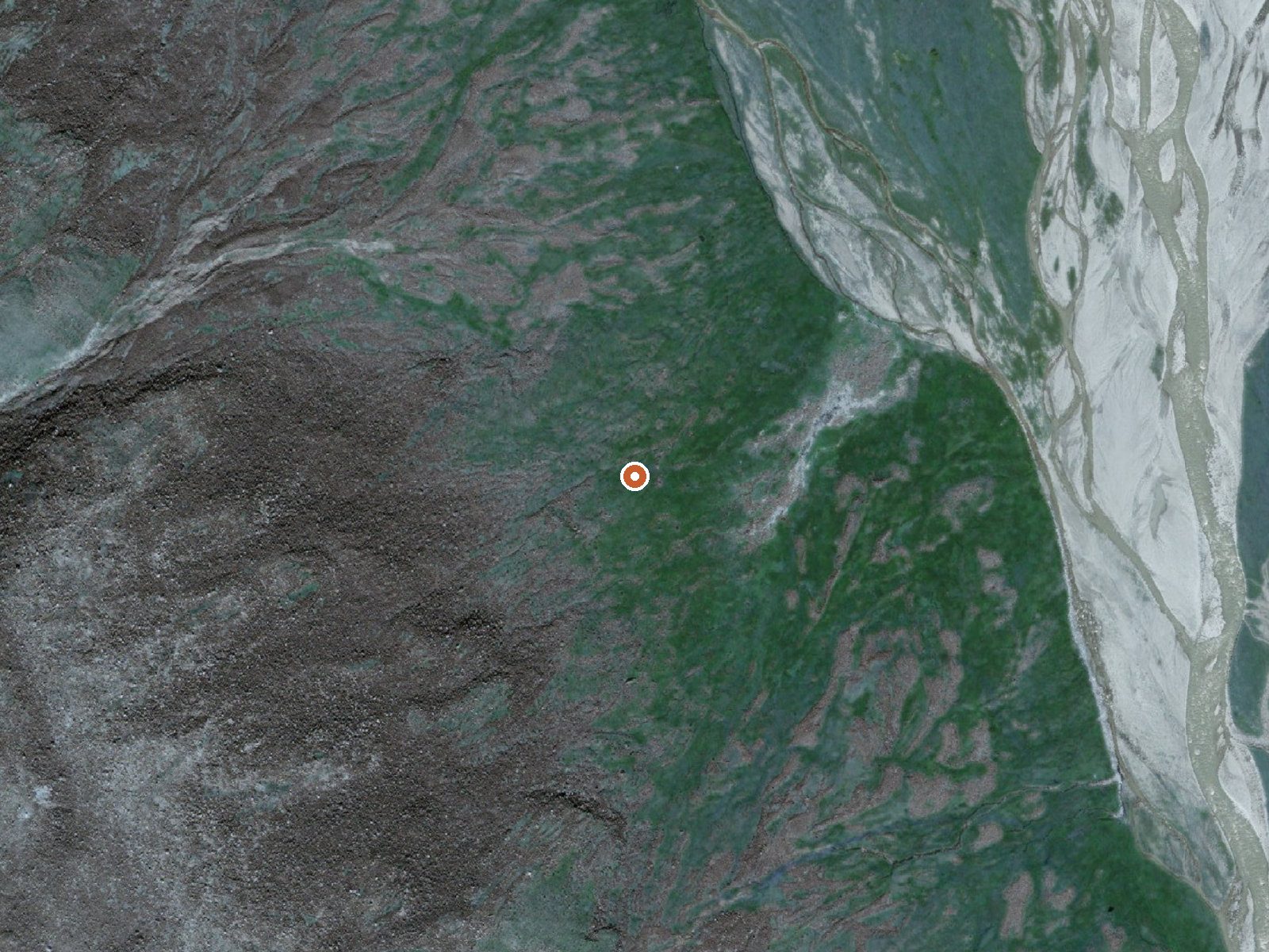 Aerial view of the ground around Okpilak Springs