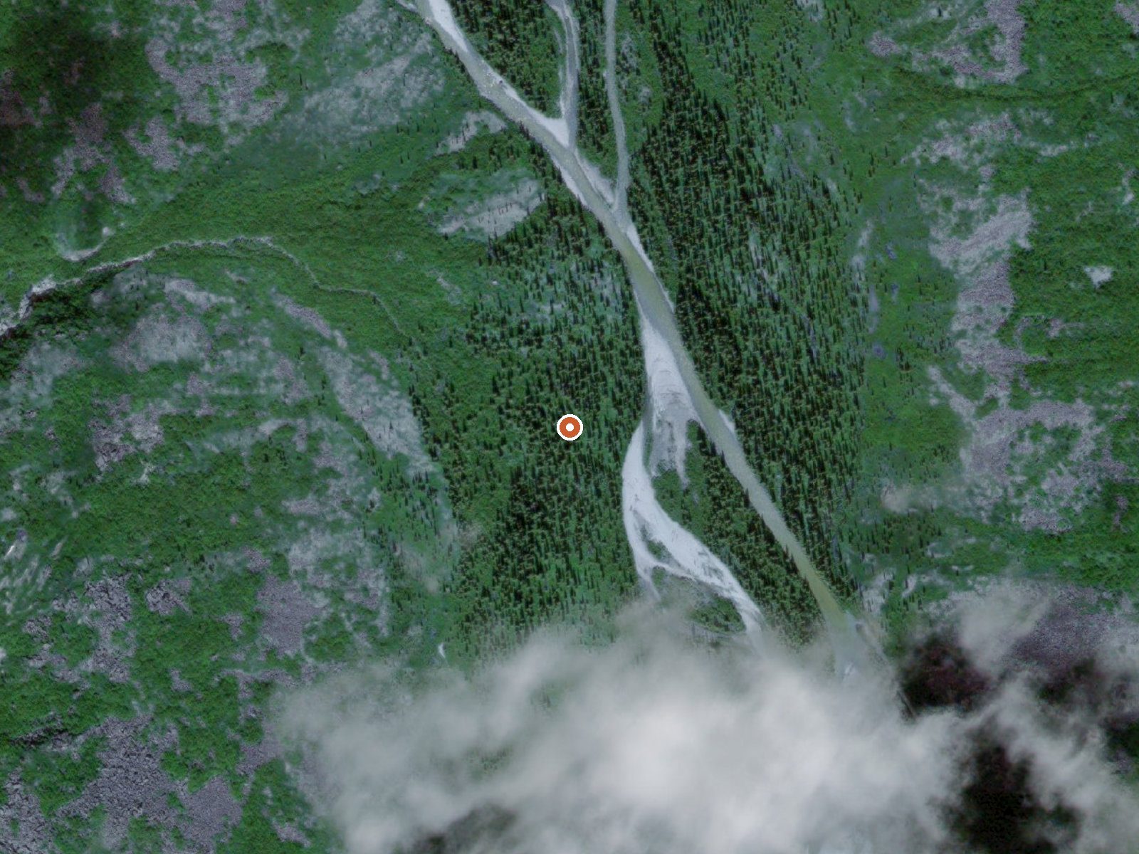 Aerial view of the ground around Reed River Hot Spring
