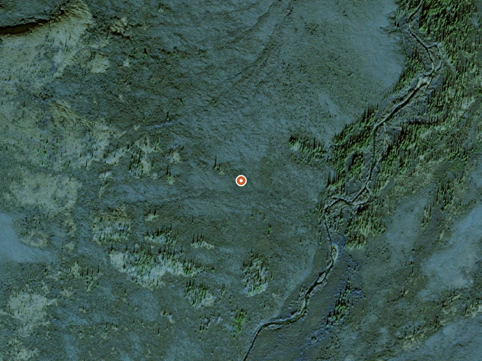 Aerial view of the ground around Warm Spring Near Purcell Mountain