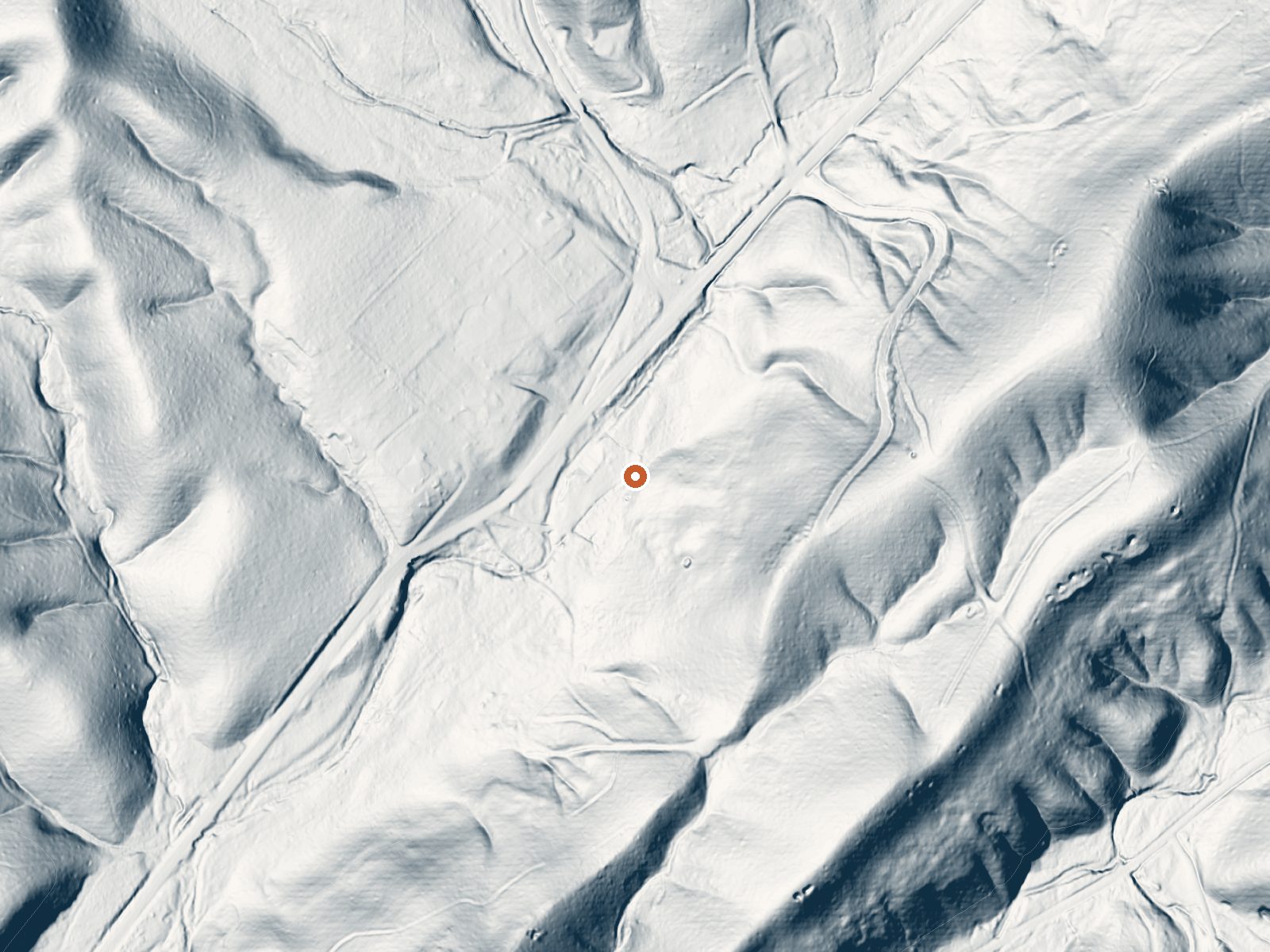 LiDAR bare-earth view of the same ground around Big Chalybeate Spring